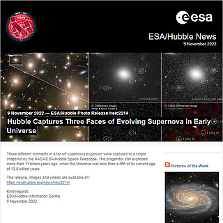ESA/Hubble Photo Release heic2214 - Hubble Captures Three Faces of Evolving Supernova in Early Universe