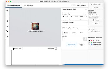 Screenshot of the NOIRLab/IPAC/ESA/STScI/CfA FITS Liberator version 4