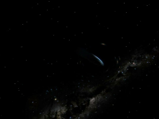 Artist's impression of a hypothetical black hole eating the Earth